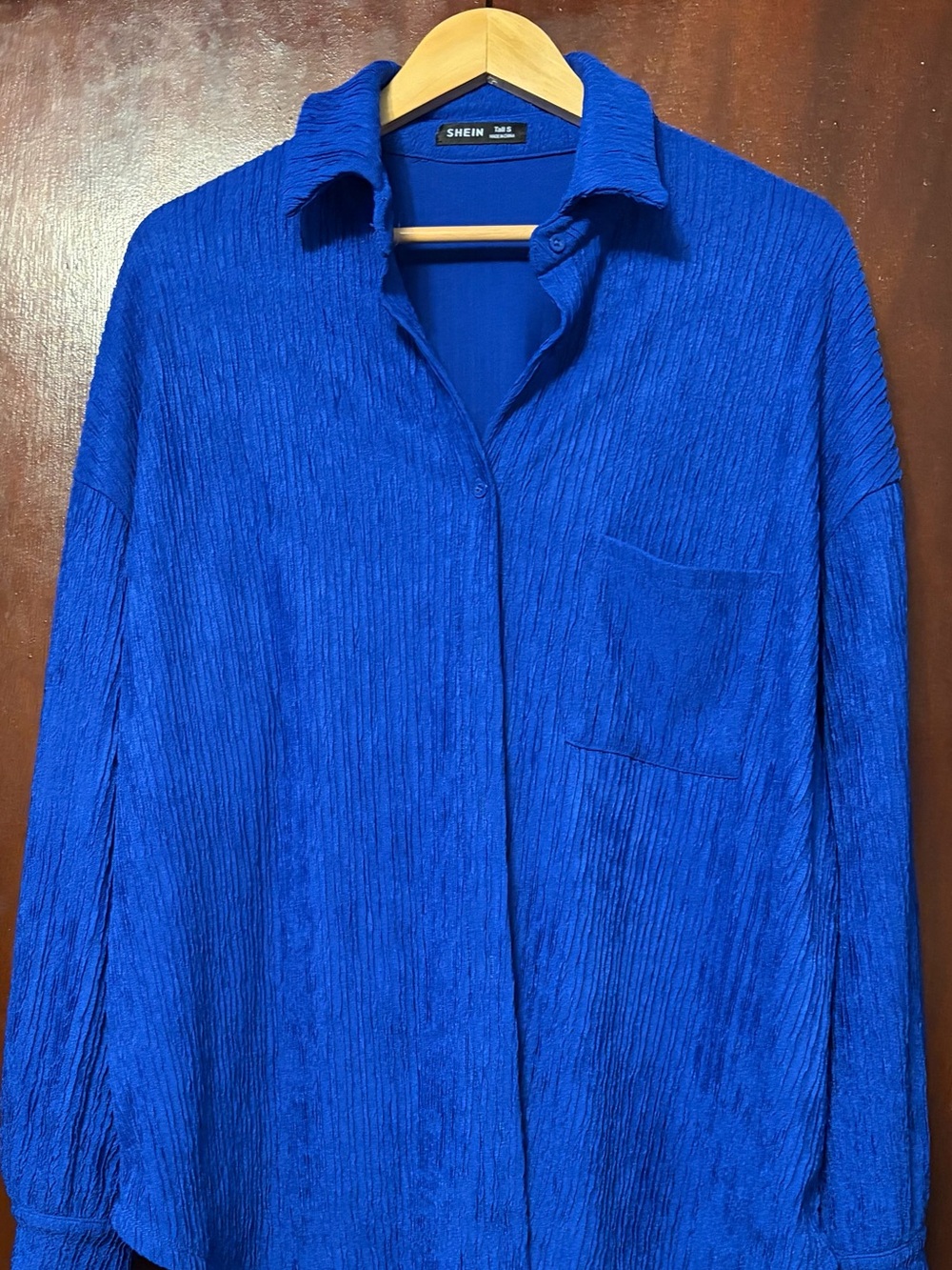 SHEIN Cobalt Textured Button-Up Shirt